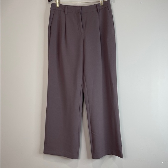 DKNY Wide Leg Pants Trousers Taupe Brown Pockets One Pleat Elastic Waistband 8 - Picture 11 of 11